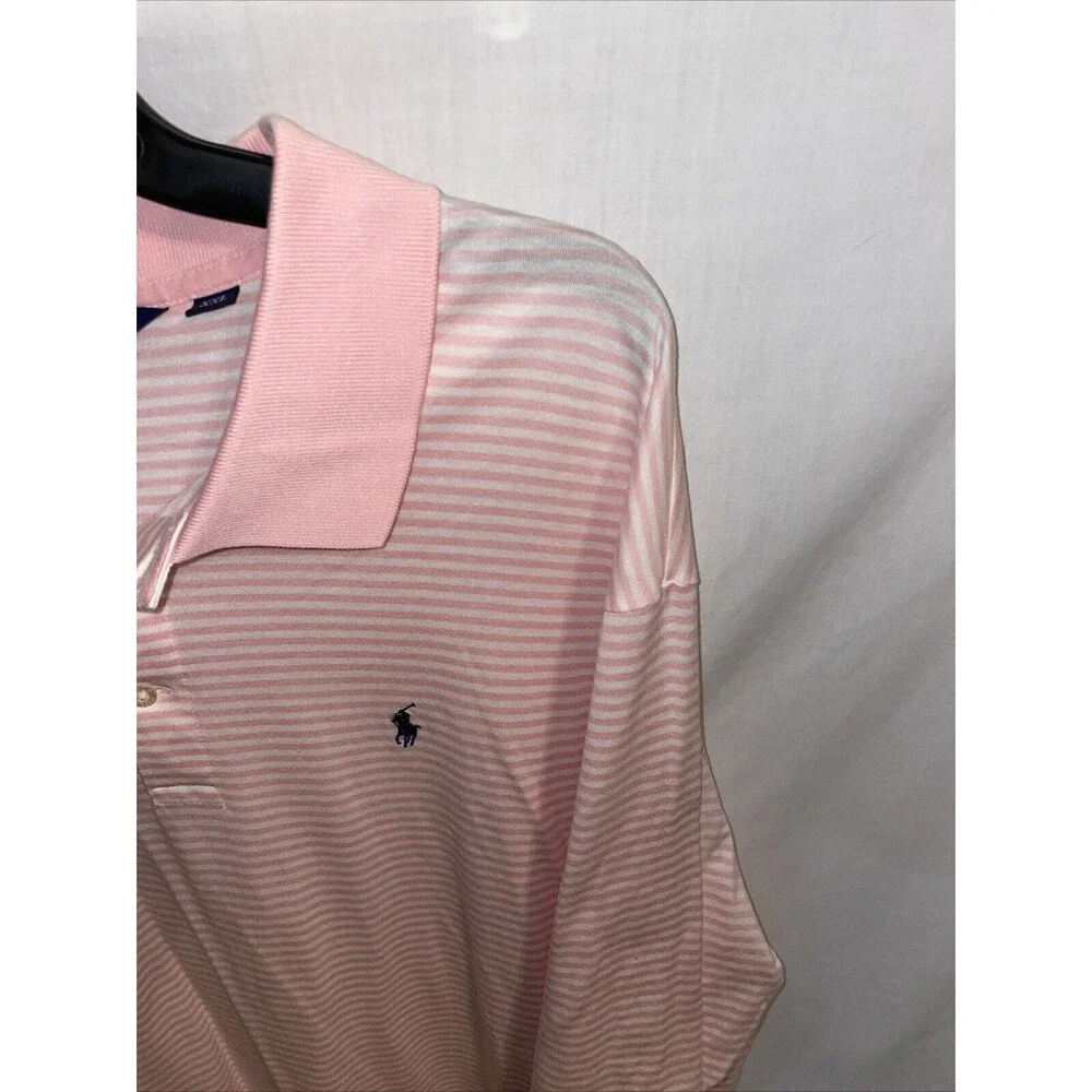 Polo Ralph Lauren Men’s Golf Shirt Size 2XL Pink Striped Athleisure Tennis